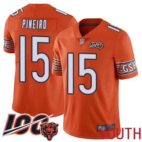 Chicago Bears Limited Orange Youth Eddy Pineiro Alternate Jersey NFL Football #15 100th Season->youth nfl jersey->Youth Jersey